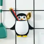 ODD M EVEN Penguin Remote Holder Wall Toothbrush Stand Mobile Holder Bathroom Toothbrush Holder Cat Toilet Brush Holder Bedside Animal Toothbrush Holder Pp Household Display Stand (5 Pcs)