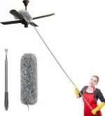 SZONZ Microfiber Feather Duster Bendable & Extendable Fan Cleaning Duster with 100 inches Expandable Pole Handle Washable Duster for High Ceiling Fans,Window Blinds, Furniture (MULTICOLOR)