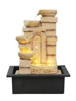 Chronikle Cream Polyresin 5 Steps Elegant Cream Sand Stone Diya Water Fountain With Led Light