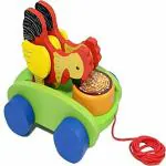 Smartcraft Wooden Drum Musical Pull Along Toy, Baby Early Walking Pull Toy, Rope Toy for Babies.
