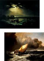 DECOR ADVENTURES Fishermen at Sea and Dutch Boats in a Gale by JMW Turner Wall Painting 14 x 18 inch (Pack of 2)