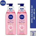 NIVEA Rose Water Gel Body lotion, 24H hydration, Non-Sticky, 390 X (Pack of 2) - 780 ml