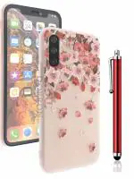IACCESSORIES 3D Floral Back Cover for Xiaomi Mi A3 - Printed Soft TPU Protective and Stylish Girls Case with Stylus Pen - Pink