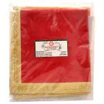 Om Phool Batti Red Valvet Cotton Cloth for Puja 40 x 40 CM Goddess Aasan Pooja Special | Pack of 3