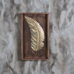 Trinity Craft Iron Golden Abby Leaf Frame Wall Decor, Hanging for Home Decor Items for Living Room & Kitchen Wall Decor (8x1x20) Inch