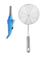 Blue Wonder Dolphine Shape Electric Gas Lighter With Stainless Steel Deep Fry Strainer and Multicolour, Pack of 2