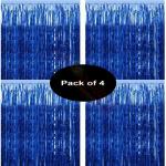 Propsicle 4 pcs 3ftx6ft Blue Foil Curtains Birthday Decoration for Boys Girls, Anniversary, Bachelorette,Party Decoration - Pack of 4