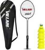 THE VILLAIN Eagle Double Shaft Professional Badminton Racket with 6 Pcs Plastic Shuttles Badminton Kit