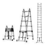 Corvids Portable and Compact 22 ft A Type Aluminium Telescopic Ladder with 16 steps; for Household and Outdoor, EN131 certified (22 ft (6.6 m) - A type)