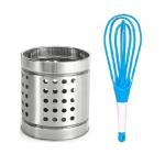 Blue Wonder Stainless Steel Cutlery Holder With Solid Plastic Tea Strainer and (Multicolour, Pack of 2)