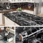 DISENO 45 Cm Waterproof Kitchen Self Adhesive Foil Stick Countertop Contact Paper Black & White Marble Wallpaper ( Size : 45Cm X 5 M) Pack Of 1Lash 1 Sticker (Pack 1)