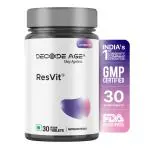 Decode Age ResVit Blend of Trans Resveratrol Reduces Obesity & Physical sign of Ageing. Improve Breathing flow and Memory, Cognitive Alertness and Reduced brain fog. Decrease Blood Pressure and Heart Rate & Delay Chronic Diseases(30 Tablets)