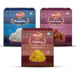 Bikalal Combo Pack of Rasgulla - 1kg, Rajbhog - 1kg, Gulab Jamun - 1kg, and Sona Papdi - 1Kg | Authentic Indian Sweets | No Preservatives | Vegetarian