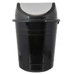 Kuber Industries Plastic Medium Size Swing Lid Garbage Waste Dustbin for Home, Office, Factory, 10 Liters (Black & White)-KUBMART10214