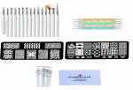 Nail Art Set With 2 Plates, 15 Nail brushes, 5 Dotting Tools, 1 Silicone Stamper And Scrapper Included Complete Kit