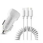 DUDAO Quick Car Charger 3A Super-fast car charger with 3 in 1 stretchable coil Cable