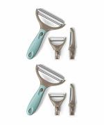Tiara Fortune Blue Steel 3-in-1 Interchangeable Vegetable Peeler with Plastic Handle (Set of 2)