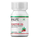 Inlife Castor Oil Supplement For Hair And Skin Natural Laxative 500 mg 60 Liquid Filled Veg Capsules