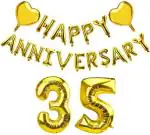 Festiko Gold Happy 35 Anniversary Combo Balloon Banner, 35th Anniversary Party Decorations, Perfect For 35th Wedding Anniversary Party Decorations Supplies