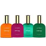 LA' FRENCH Perfume Combo For Men & Women -4x30ml | Hang Out | Date Out | Look Out | Bestow | Perfume For Men & Women | Premium Luxury Long Lasting Fragrance Spray | Eau De Parfum | Ideal For Men & Women | 120ml (Pack Of 4)
