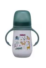 Adore Advanced Nok Nok Wide Neck Feeding Bottle With Handle & Premium Matte Finished Anti Colic Teat Green - 250 ml