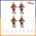 ZAPEX Stainless Steel Curtain Bracket Parda Holder with Support 1 Inch Rod Pocket Finials Door and Window Rod Support Fittings, Curtain Rod Holder (Brown, Pack of 4)