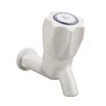 CUROVIT PVC BIB Cock Tap Quarter Turn White Plastic Short Body Fitting for Bathroom and Kitchen 15mm (1/2