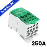 amiciSolar Heavy-Duty Terminal Block Junction Box | Multiple Output Ports with Brass Connectors | Flame-Retardant Shell | Screw & DIN Rail Mount | 250A |690V-1000V AC/DC