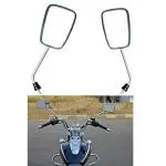BIGBIRD Best RM-24 Bike Handlebar Rear View Mirror Ractangle Shape End Adjustable Rotatable Stylish Handle bar Side Mirror Chrome Set of 2 PCs Black for Bajaj Avenger 220 Cruise