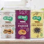 24 Nuts Hand Picked Jumbo Size Afghani Anjeer Figs And California Almonds And Premium Raw Chia Seeds Combo Pack of 750 gm (250gx3)