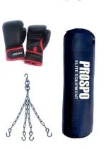 Prospo Synthetic Leather Heavy Bag with Chain and Glove, Boxing Glove for Men, Boxing Kit, Boxing Kit for Men, Boxing Heavy Punching Bag Unfilled, Boxing Heavy Bag Unfilled, Boxing Kit for Kids, Boxing Kit with Chain and Glove 12oz (36 Inch Unfilled)