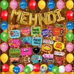 Zyozique Mehndi Decorations Set for Wedding - Foil Balloons, Photo Booth, Balloons & Rice Light (Pack Of 49)
