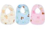 Mom's Pride Crawl'In Multicolor Cotton Double Layered Waterproof Button Bibs Multicolor (Pack Of 3)