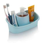 ROMJ Plastic Liquid Soap Dispenser Pump with Sponge Holder 250ml Multipurpose Sink Caddy Bathroom Kitchen Basin Tidy Organizer