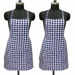 Lushomes apron for women, Blue Checks apron for kitchen, kitchen apron for Men Women, waterproof apron, plastic apron Backing for kitchen, Cooking Apron, aprint, kitchen dress (62x82 Cms, Set of 2)