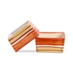 Caffeine Beige, Orange Ceramic Dip And Sauce (Set Of 2)
