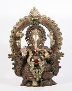 Arihant Craft Hindu God Ganesha Idol Hand Work Showpiece - 38.5 cm ( Brass, Red, Green )