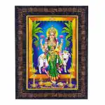 Hawai Goddess Gruha Laxmi Designer Wall Hanging Engineered Wood Photo Frame for Worship Use 8.5x7inch SFDI286BLKFRM