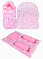 Toddylon New Born Baby Boy’s & Baby Girl’s Bedding Set Mosquito Net Bed Sleeping Bag and Gaddi Set
