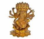 Idol Collections Gold Brass Maa Gayatri Home Pooja Temple Idol Mata Savitri Hindu Goddess Mother Of Vedas Beautiful Rare Statue Golden, 11 Inch
