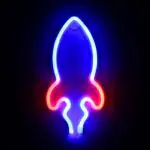 XERGY Rocket Neon Signs, LED Night Lights Sign USB or Battery Powered Wall Decor ( BLUE & Red )