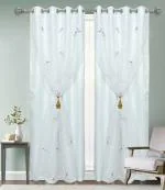 Jvin Fab Pink Polyester Curtain, 8 Feet