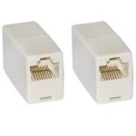 WETEK (Pack of 2) RJ45 Cat5e Straight Network Cable Ethernet LAN Coupler Joiner Female to Female Connector (Brown)