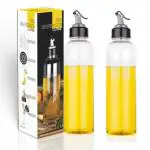 VENIK Oil Bottle for Kitchen 1 litre | Leak Proof Kitchen Oil Bottle | Olive Oil Dispenser Bottle for Easy Flow & Liquid Storage | 2 Pcs Oil Dispenser 1 Litre Plastic Bottle