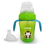 Luvlap Green Banana Time Anti Spill Sippy Cup With Silicone Spout And Straw 210 ml (6 M Plus)