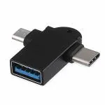 Red Champion 2in1 Metal Otg Adapter, Usb 3.0 to Type-c With Micro-usb Port Converter for Laptop, Pc and All Mobile Phone