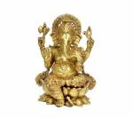 Idol Collections Gold Brass Mangalkari Ganesha Statue, Large Krishna Playing Flute 36 Inch