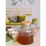 Goodhomes Glass Water Jug with Wooden Lid Set of 1 Pieces 1800ml
