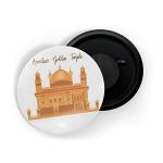 Dhcrafts White Metal Amritsar Golden Temple Printed Fridge Magnet, 5.8 Cm
