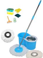 MAGICBUYS Combo Dry Magic Bucket with Steel Spinner Mop With 3 Refills Mop Set ()